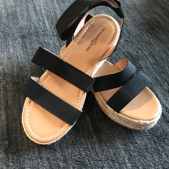 Nordstrom Black Espadrille Platform Sandals - Size 3M - Picture 1 of 8